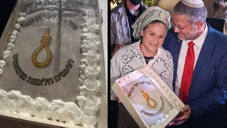 Filistinlilere yönelik skandal yasayı ‘Darağacı’ pastasıyla kutladılar: İsrailli bakandan mide bulandıran küstahlık