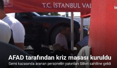 Gemi kazasında aranan personelin yakınları Silivri sahiline geldi
